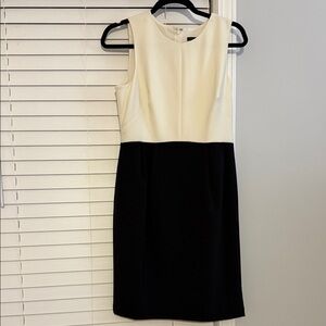Ann Taylor Elegant Black and Cream Midi Dress